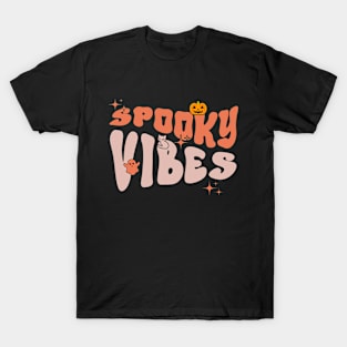 Retro Spooky Vibes Ghost Halloween T-Shirt